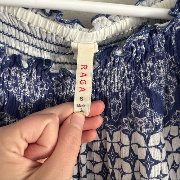 Anthropologie Raga Women’s Beachy Blue Mazo Pommed Romper Size Small - Picture 6 of 8